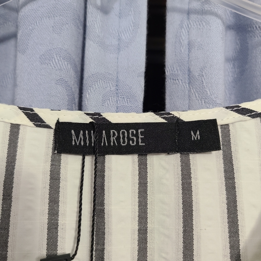 NWT Size Medium Mikarose Striped Black and Cream Maxi Dress - Picture 5 of 8